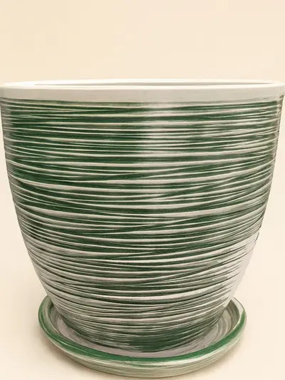 Yeşil Çizgili Sırlı 46 Cm -  Saksilar - Lalezar Botanik